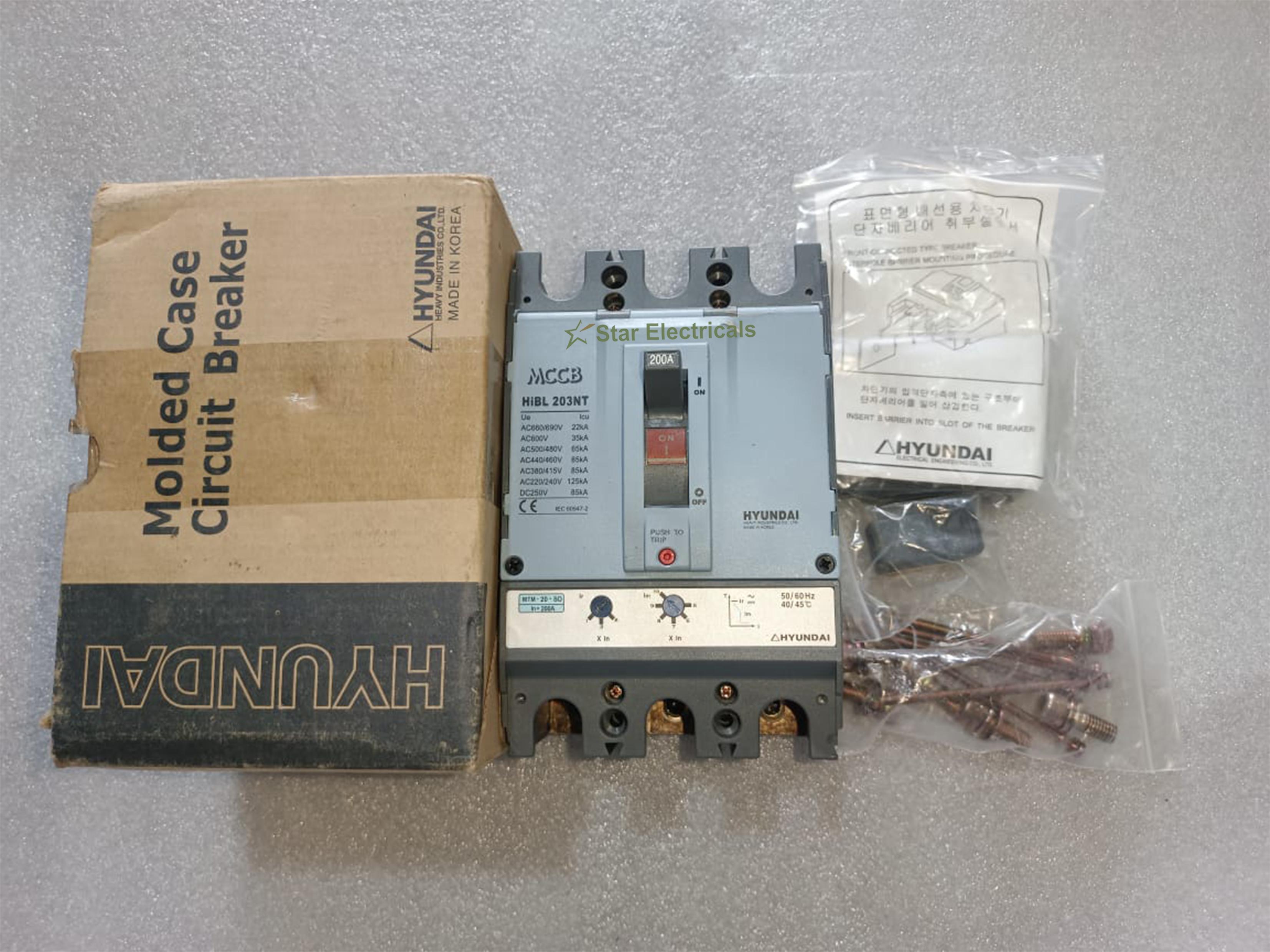 HYUNADAI HIBL 203NT HYUNDAI HIBL203NT-E 3P 200AMP 3POL MCCB